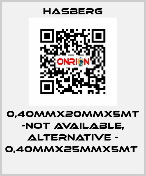 0,40MMX20MMX5MT -not available, alternative - 0,40MMX25MMX5MT  Hasberg