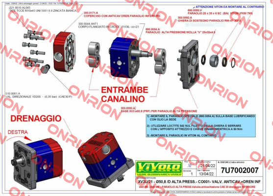 Oil seal kit for 7U7002007 0 Vivoil Oleodinamica Vivolo