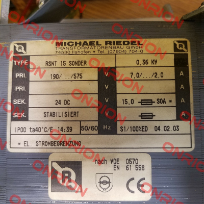 Riedler Art. Nr. 0220/00000001   Michael Riedel Transformatorenbau