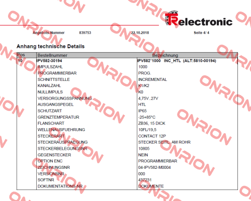 IPV582*1000 INC-HTL TR Electronic